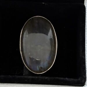 Vintage 925 Silver Labradorite Oval Ring Size 8